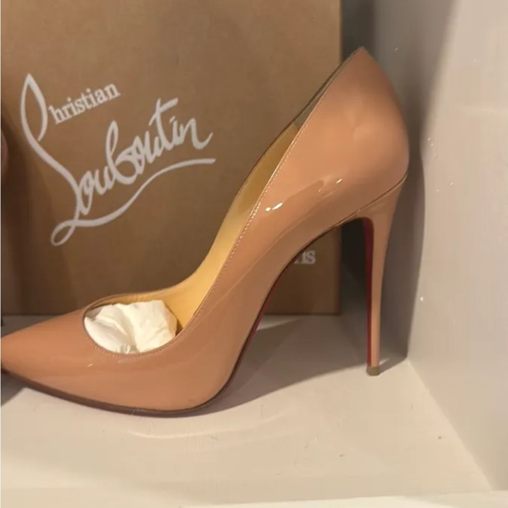 Christian Louboutin Patent Leather Nude Heels - Picture 2 of 4